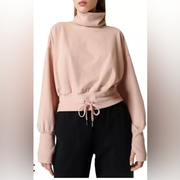 Sweaty Betty Melody Fleece Pullover Sweatshirt Size 6 Pink Funnel Neck Athletic - Picture 1 of 12